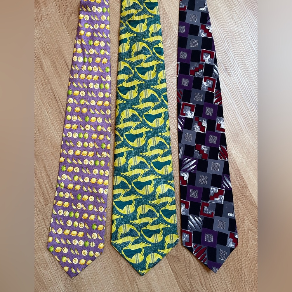 Bundle lot of 3 men’s ties Dunhill Liebert Via Veneto silk vintage tie